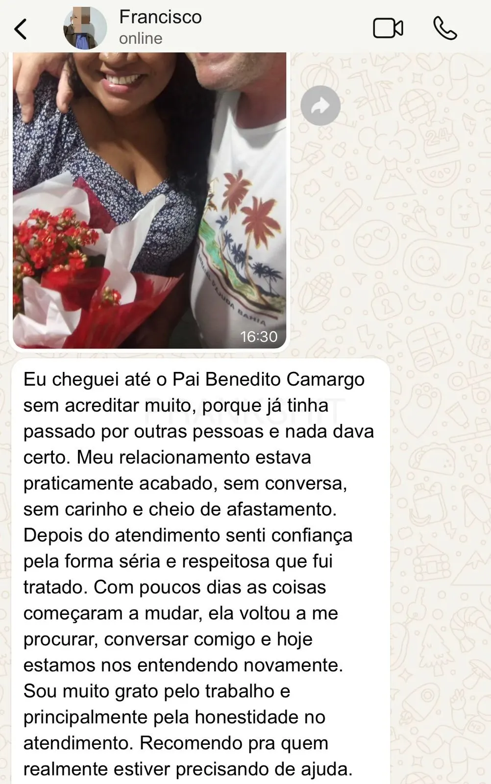 Depoimento real de cliente do Pai Benedito