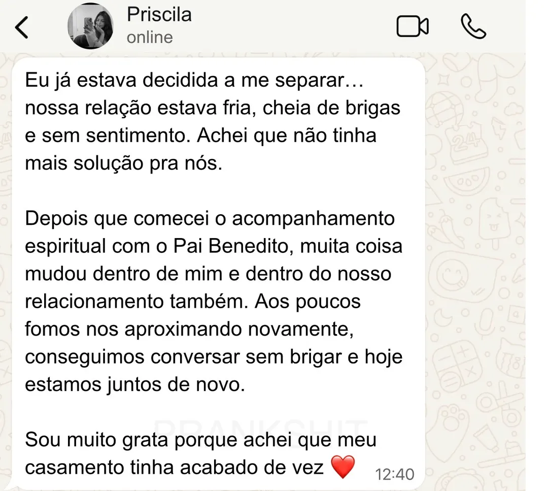 Depoimento real de cliente do Pai Benedito